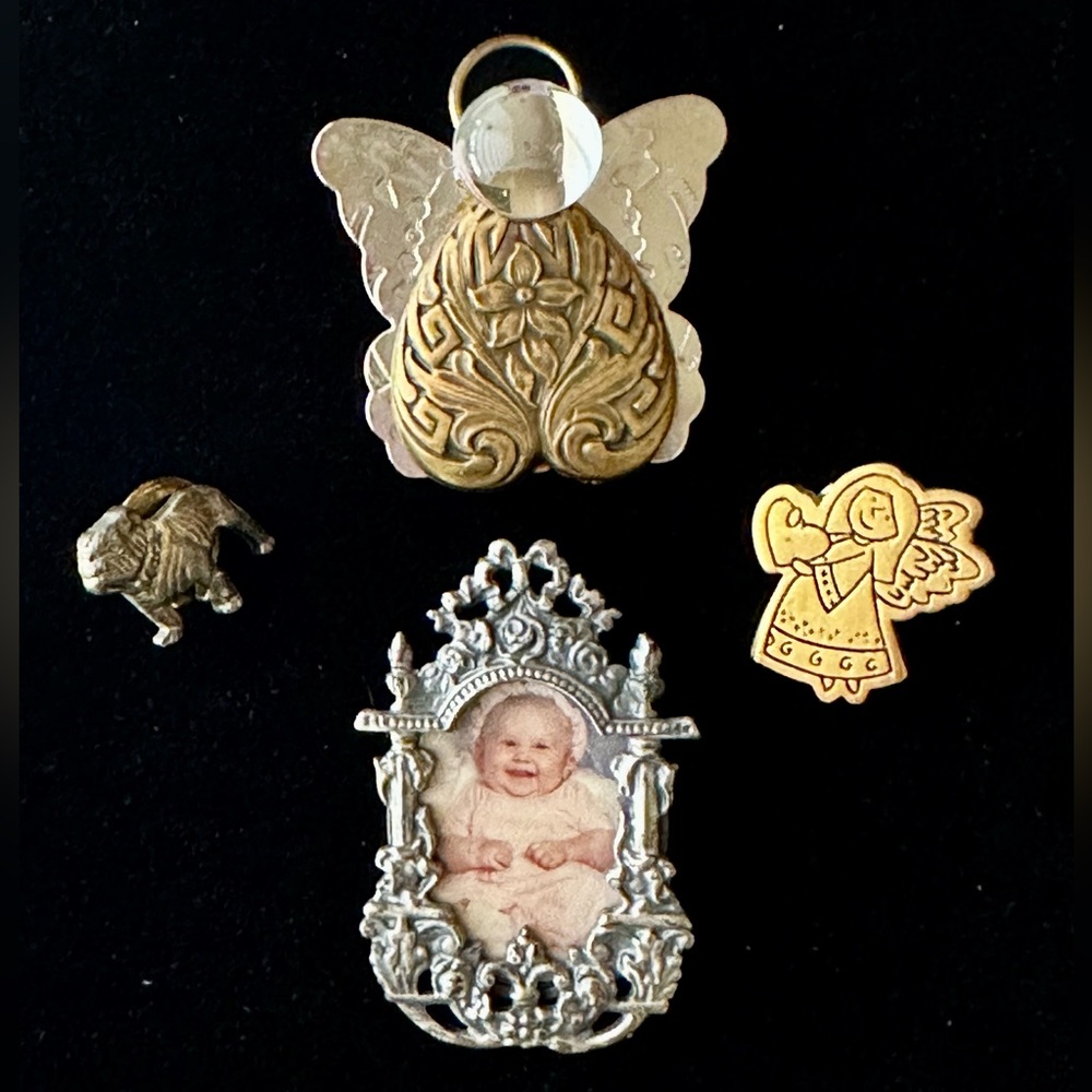 Lapel Pins 4 Cute pins! 2 Angels, a unique photo frame pin, and a bulldog!